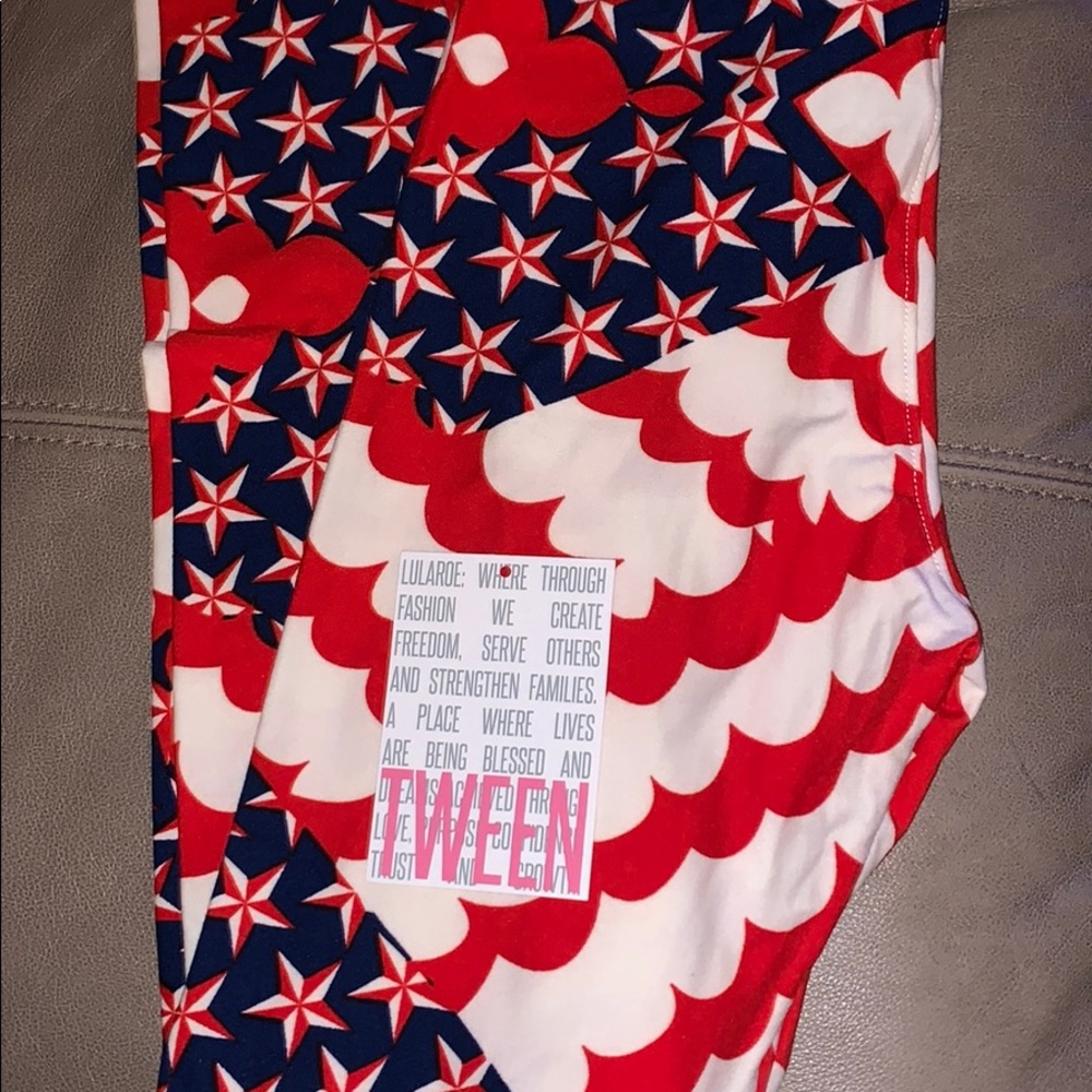 LulaRoe Tween Red, White and Blue leggings